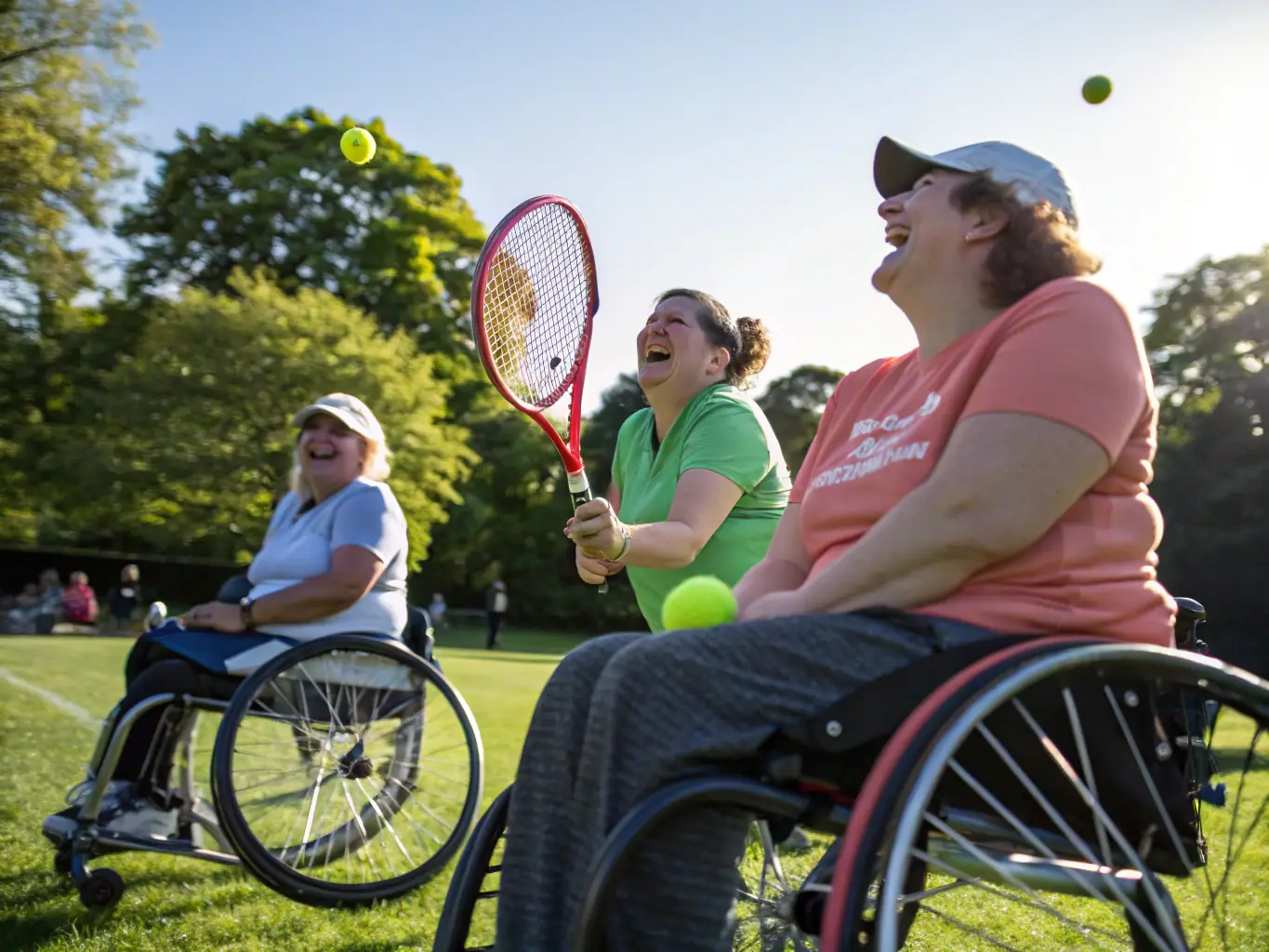 A para tennis player in action on an adapted court, demonstrating accessibility and inclusion in Inclusive Para Tennis Initiatives.