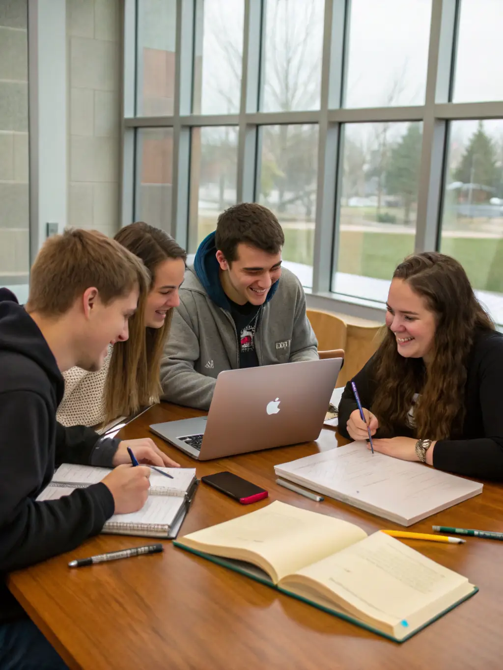Teenagers participating in a creative writing workshop at the library, brainstorming ideas and sharing their stories.
